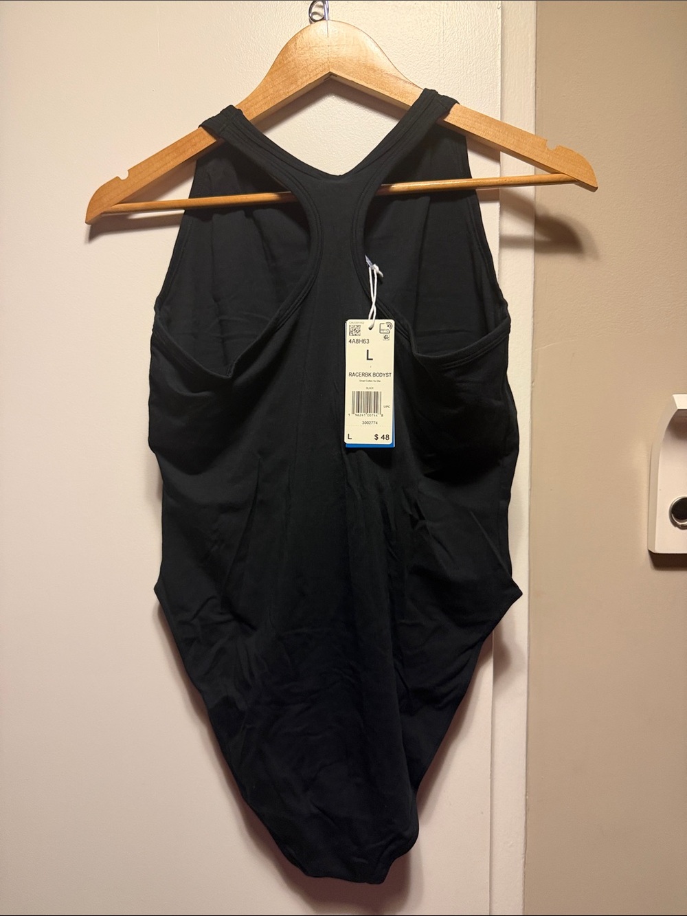 adidas Black One-Piece Bodysuit with White Side Stripes - Picture 4 of 4